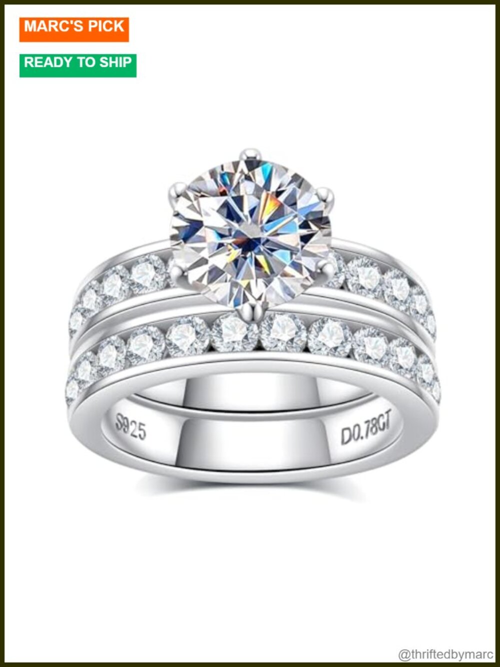 Moissanite Wedding Ring Set 4.48CTTW Round Cut 925 Sterling Silver Engagement